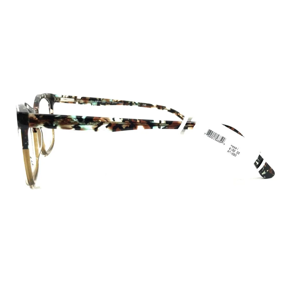 Adin Thomas Eyeglasses Frames AT-580 C3 Hazel Brown Marble Cat Eye 52-17-140
